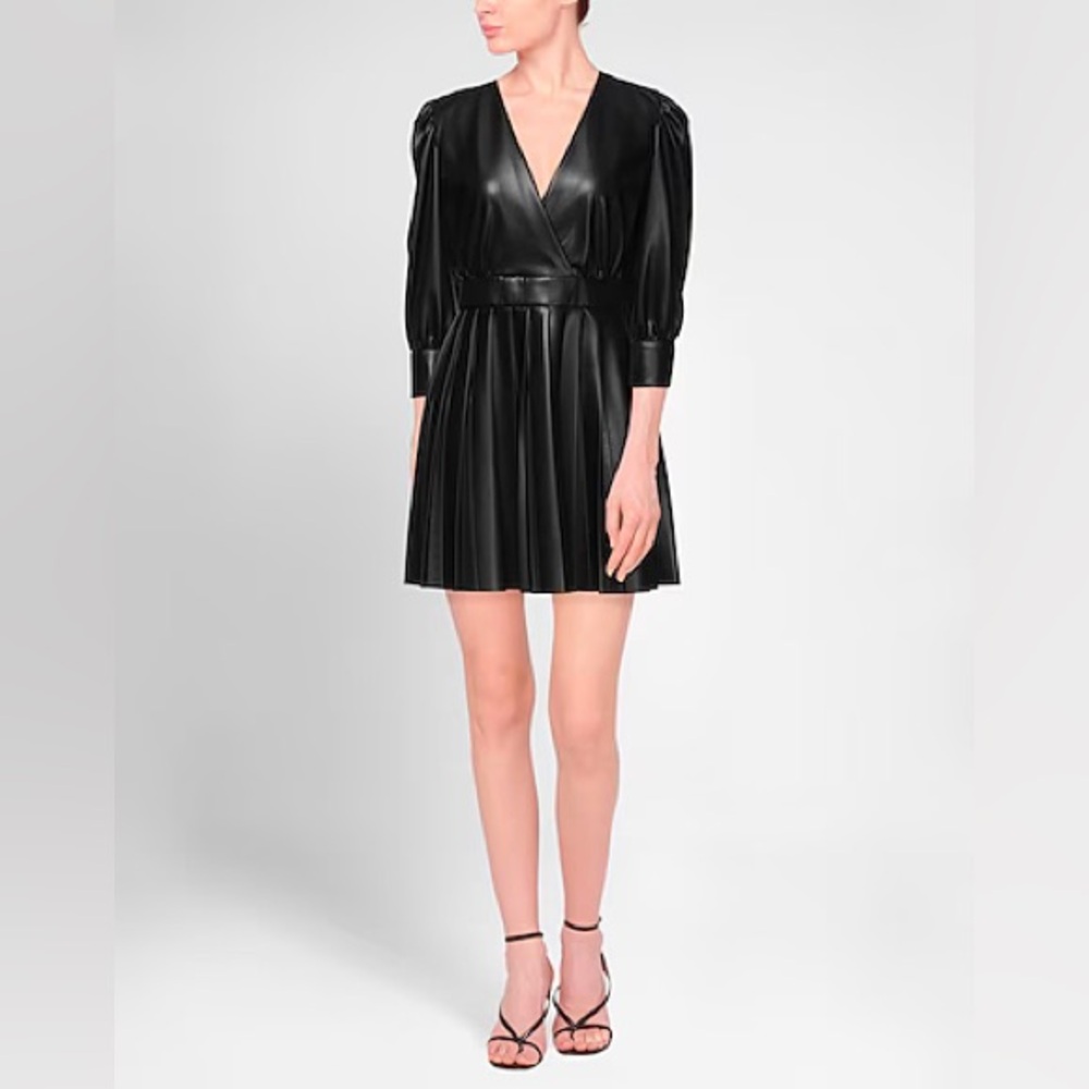 Elegant Black Faux Leather Dress